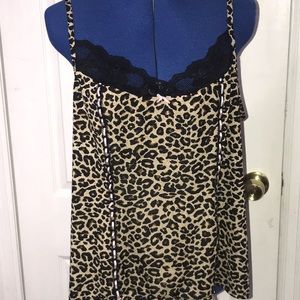 Cacique leopard print lace neckline cami